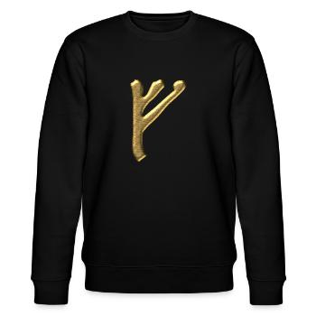 Rune Fehu - Glück, Wohlstand, Glücksbringer Runen - Stanley/Stella Unisex Bio-Sweatshirt CHANGER  - Schwarz - Vorne - Nik (191cm) & Marisol (170cm)