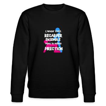 Citation Amour Phrase Beauf et Cadeau Levrette - Sweat bio CHANGER Stanley/Stella Unisexe - noir - Devant - Nik (191cm) & Marisol (170cm)