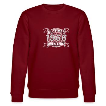 Oldtimer 1966 - Stanley/Stella CHANGER Unisex Organic Sweatshirt - burgundy - Front - Nik (191cm) & Marisol (170cm)