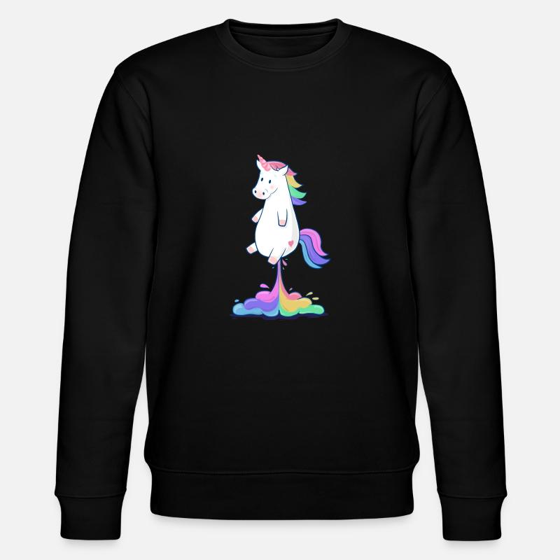 Pupsendes Regenbogen Einhorn - Stanley/Stella Unisex Bio-Sweatshirt CHANGER  - Schwarz