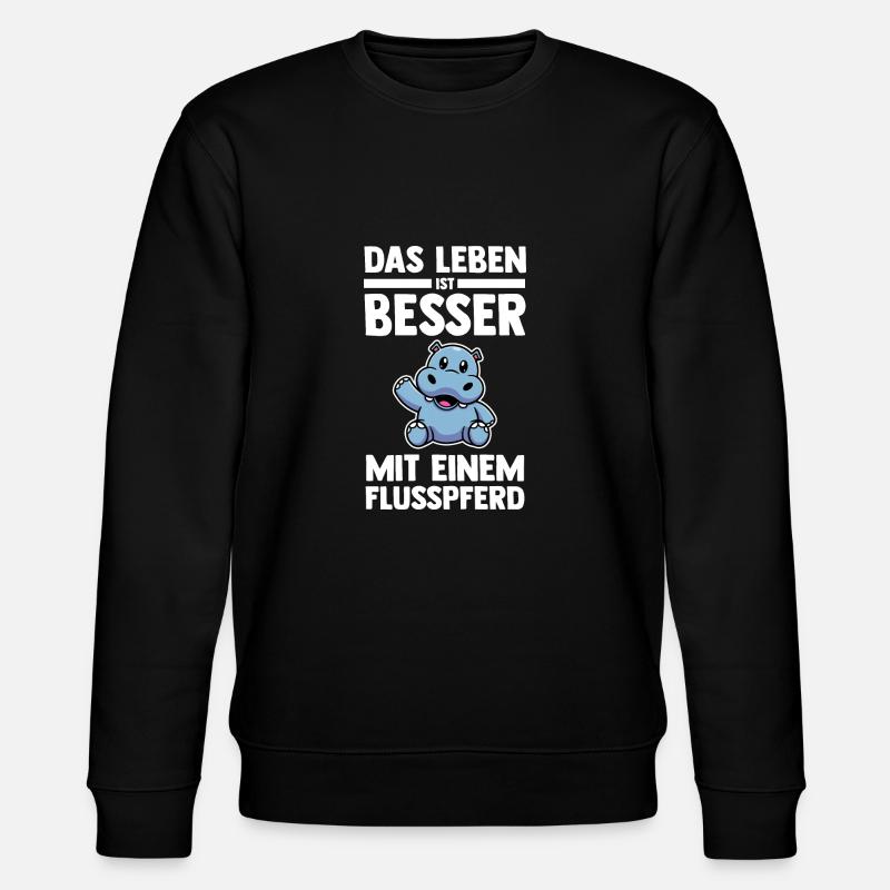 Nilpferd Flusspferd - Stanley/Stella Unisex Bio-Sweatshirt CHANGER  - Schwarz