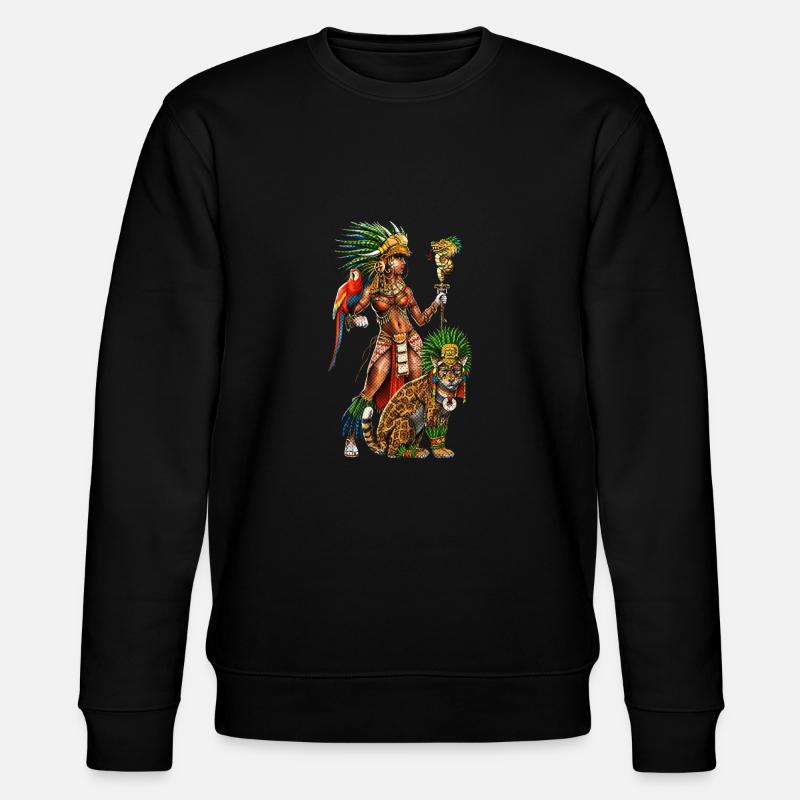 Aztekische Jaguar Kriegerin - Stanley/Stella Unisex Bio-Sweatshirt CHANGER  - Schwarz
