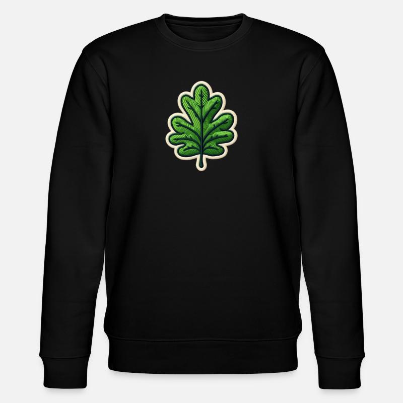 Grünes Blatt Patch - Stanley/Stella Unisex Bio-Sweatshirt CHANGER  - Schwarz