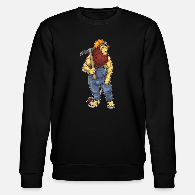 Löwe Bergarbeiter Spitzhacke Bergbau - Stanley/Stella Unisex Bio-Sweatshirt CHANGER - Schwarz