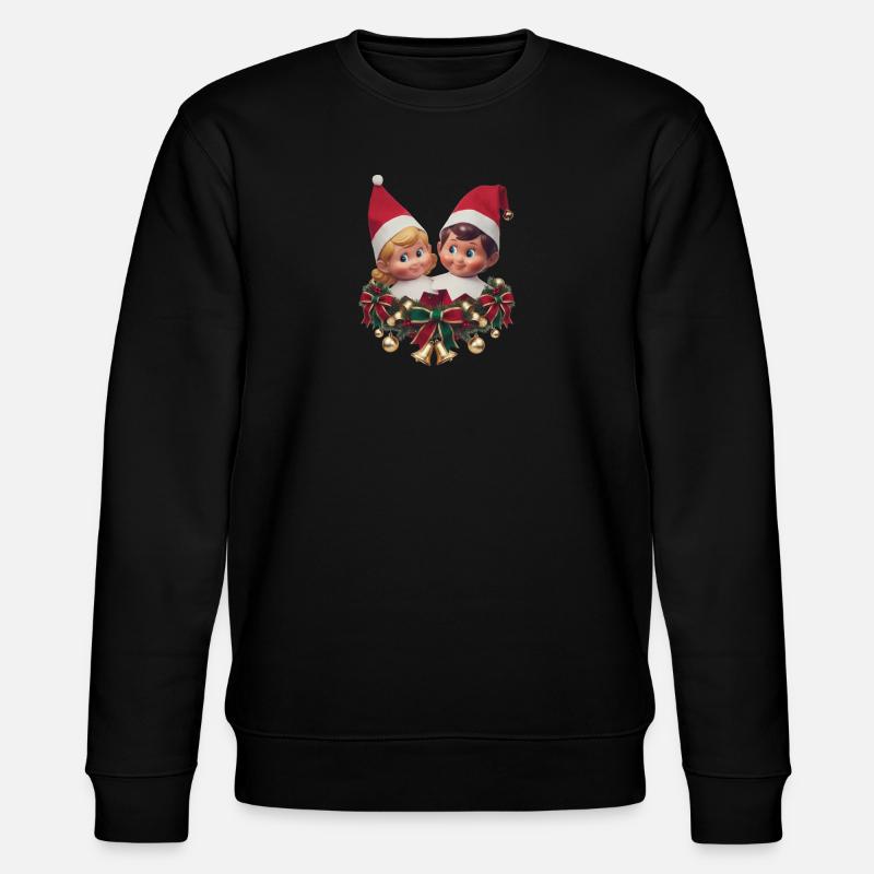 Süßer und festlicher Elf Duo Weihnachtspullover - Stanley/Stella Unisex Bio-Sweatshirt CHANGER  - Schwarz