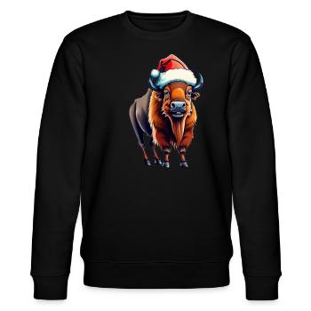 Bison Weihnachten Santa - Stanley/Stella Unisex Bio-Sweatshirt CHANGER  - Schwarz - Vorne - Nik (191cm) & Marisol (170cm)