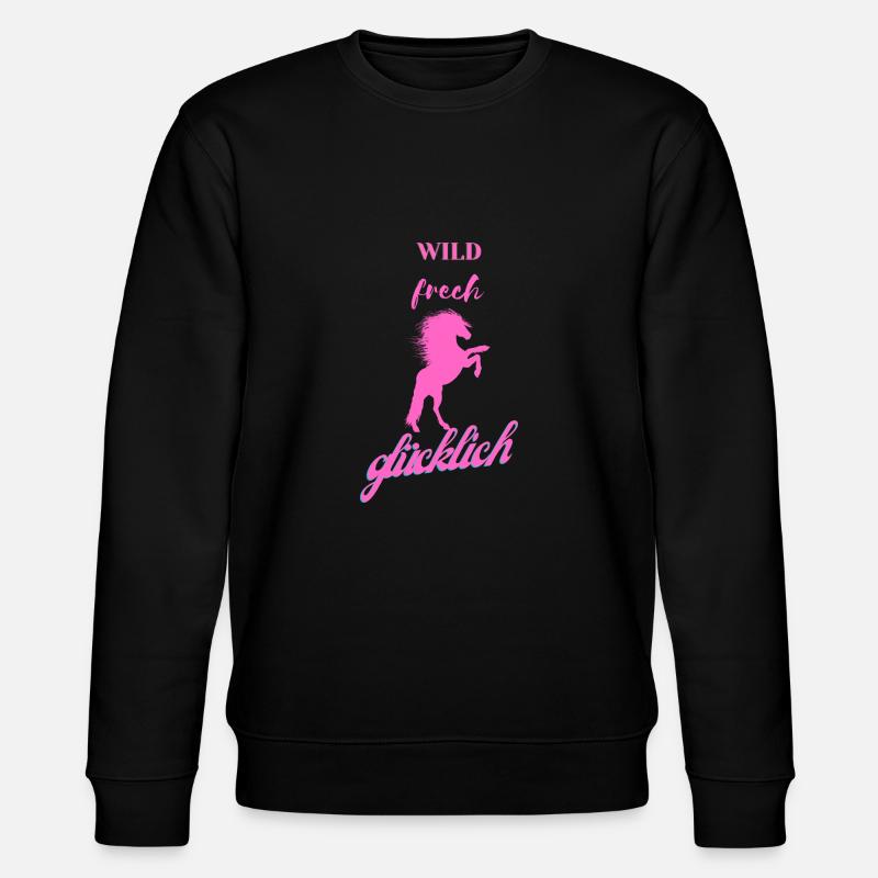 wild frech glücklich - Stanley/Stella Unisex Bio-Sweatshirt CHANGER  - Schwarz