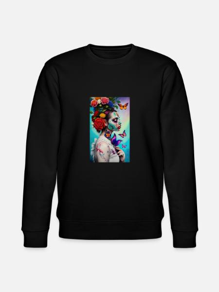 ARTWORK Flower Power Girl - Stanley/Stella CHANGER Unisex Organic Sweatshirt - black
