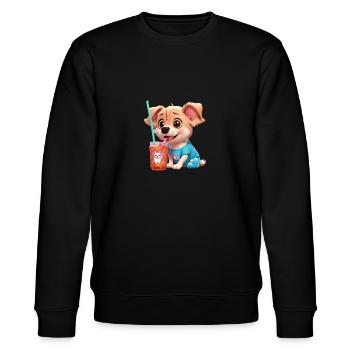 Süßer Hund, der aus dem Strohhalm trinkt. - Stanley/Stella Unisex Bio-Sweatshirt CHANGER  - Schwarz - Vorne - Nik (191cm) & Marisol (170cm)