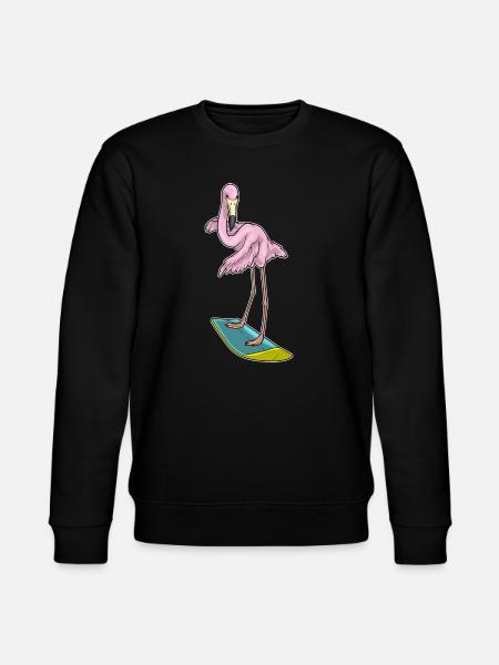 Flamingo Surfing Surfboard Summer - Stanley/Stella CHANGER Unisex Organic Sweatshirt - black