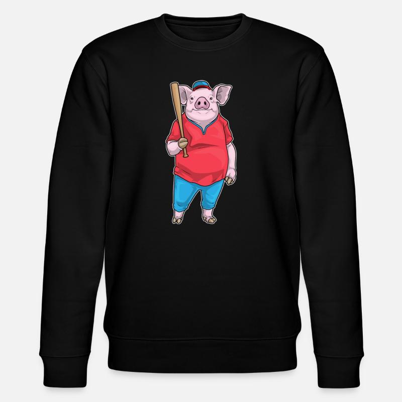 Schwein Baseball Baseballschläger - Stanley/Stella Unisex Bio-Sweatshirt CHANGER - Schwarz
