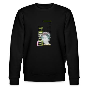 RIP Königin Elizabeth II., God Save the Queen, - Stanley/Stella Unisex Bio-Sweatshirt CHANGER  - Schwarz - Vorne - Nik (191cm) & Marisol (170cm)
