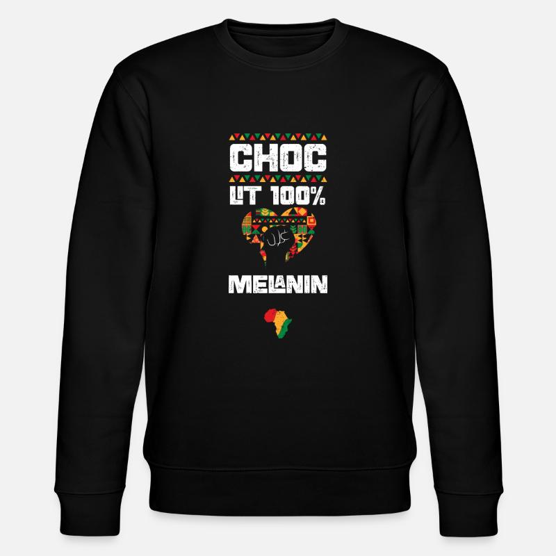 Choc Lit 100% Melanin - Stanley/Stella Unisex Bio-Sweatshirt CHANGER  - Schwarz
