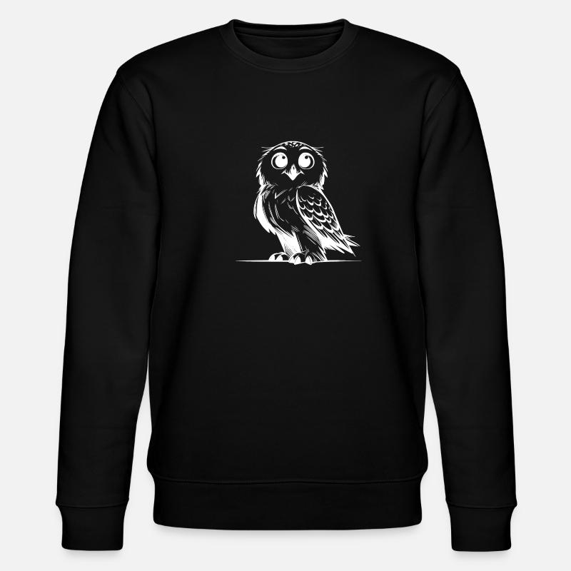 Putzige Schnee-Eule Bleistift Skizze - Stanley/Stella Unisex Bio-Sweatshirt CHANGER  - Schwarz