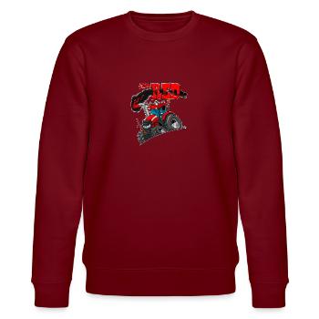 nur RED weißer Rand - Stanley/Stella Unisex Bio-Sweatshirt CHANGER  - Burgunderrot - Vorne - Nik (191cm) & Marisol (170cm)