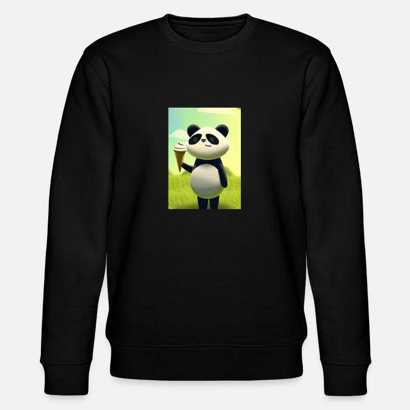 Panda mit Eiscreme - Stanley/Stella Unisex Bio-Sweatshirt CHANGER  - Schwarz