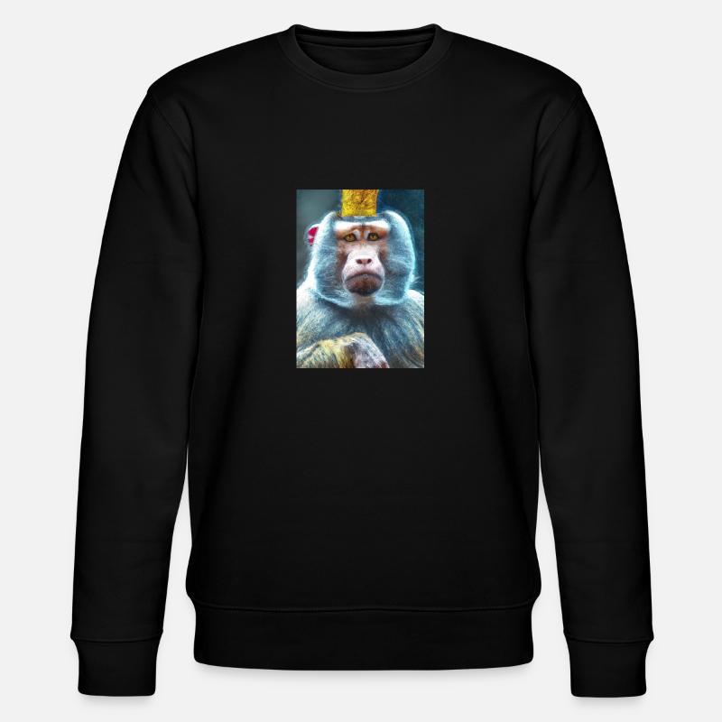 Affe mit Krone - Stanley/Stella Unisex Bio-Sweatshirt CHANGER  - Schwarz