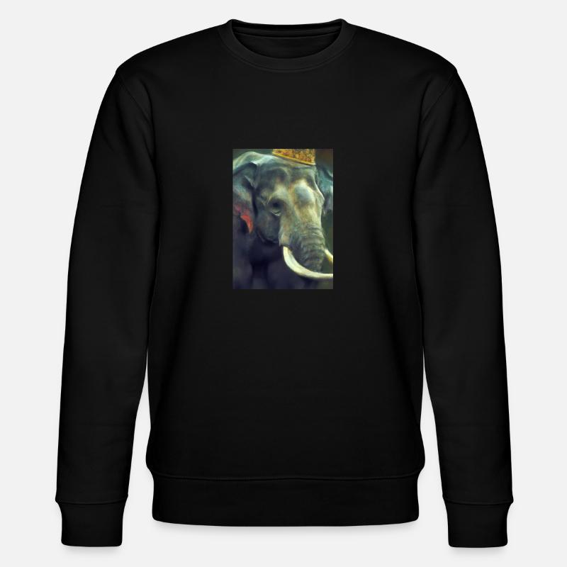 Elefant mit Krone - Stanley/Stella Unisex Bio-Sweatshirt CHANGER  - Schwarz