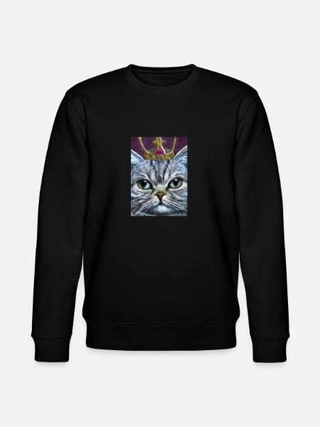Katze mit Krone - Stanley/Stella Unisex Bio-Sweatshirt CHANGER - Schwarz