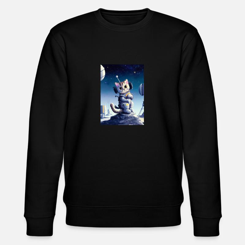 Astronautenkatze - Stanley/Stella Unisex Bio-Sweatshirt CHANGER  - Schwarz