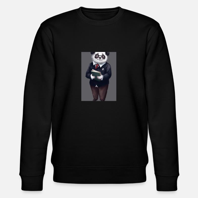 Bibliothekar Panda - Stanley/Stella Unisex Bio-Sweatshirt CHANGER  - Schwarz
