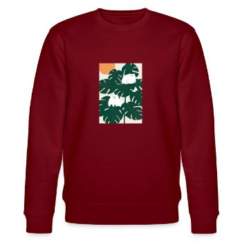 Katzen auf Leafs - Stanley/Stella Unisex Bio-Sweatshirt CHANGER  - Burgunderrot - Vorne - Nik (191cm) & Marisol (170cm)
