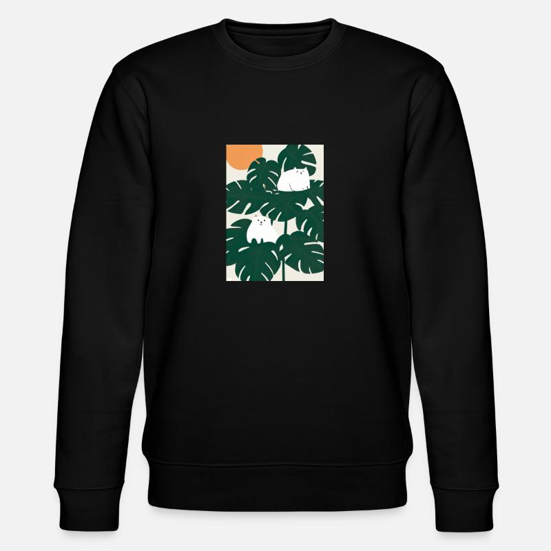 Katzen auf Leafs - Stanley/Stella Unisex Bio-Sweatshirt CHANGER  - Schwarz