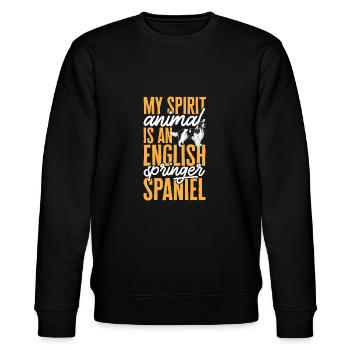 English Springer Spaniel Dog - Stanley/Stella CHANGER Unisex Organic Sweatshirt - black - Front - Nik (191cm) & Marisol (170cm)