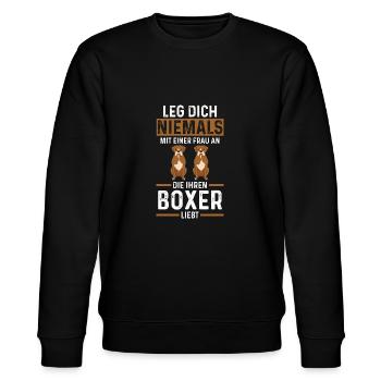 Hund Boxer - Stanley/Stella Unisex Bio-Sweatshirt CHANGER  - Schwarz - Vorne - Nik (191cm) & Marisol (170cm)