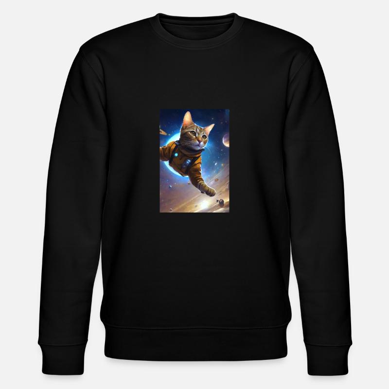 Fliegende Katzen, Katzen, Weltall, Planeten - Stanley/Stella Unisex Bio-Sweatshirt CHANGER  - Schwarz
