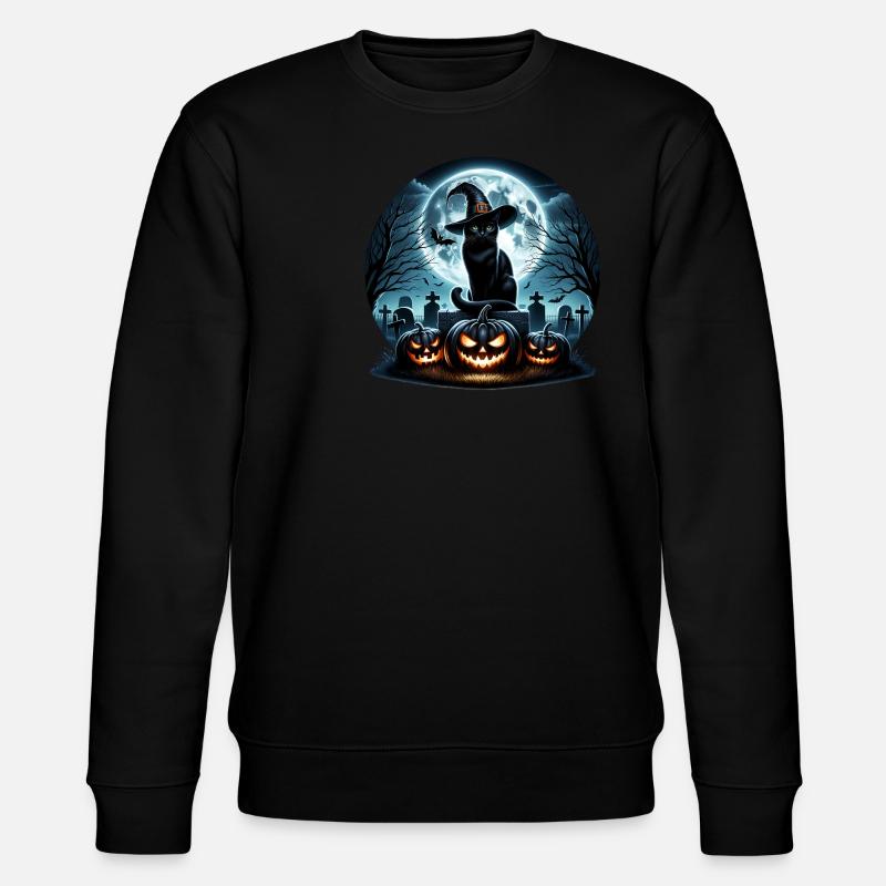 Joyeux Halloween, chat effrayé - Sweat bio CHANGER Stanley/Stella Unisexe - noir