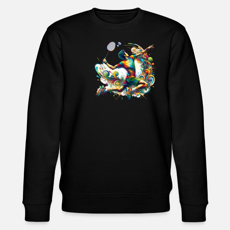 Cooles Badminton Federball Design - Stanley/Stella Unisex Bio-Sweatshirt CHANGER - Schwarz