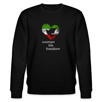 woman life freedom - Stanley/Stella Unisex Bio-Sweatshirt CHANGER  - Schwarz - Vorne - Nik (191cm) & Marisol (170cm)