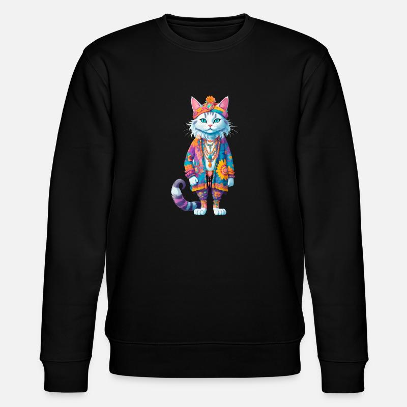 Hippie Cat - Stanley/Stella Unisex Bio-Sweatshirt CHANGER  - Schwarz
