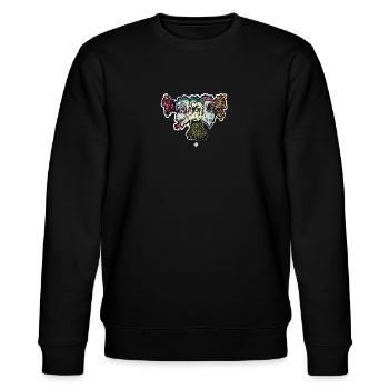 Affe Weisheit - Stanley/Stella Unisex Bio-Sweatshirt CHANGER  - Schwarz - Vorne - Nik (191cm) & Marisol (170cm)