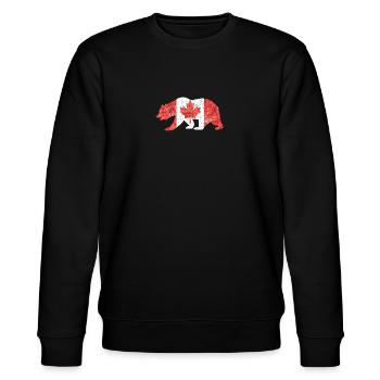 Kanada Souvenir - Kanada Flagge in Bären-Umrissen - Stanley/Stella Unisex Bio-Sweatshirt CHANGER  - Schwarz - Vorne - Nik (191cm) & Marisol (170cm)