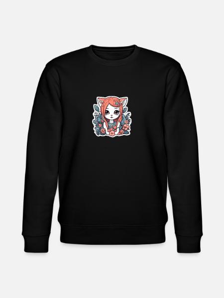 Katzenmädchen im Rosengarten - Stanley/Stella Unisex Bio-Sweatshirt CHANGER  - Schwarz