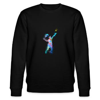 tennis,serve, watercolour, tennis player,graffiti - Stanley/Stella CHANGER Unisex Organic Sweatshirt - black - Front - Nik (191cm) & Marisol (170cm)