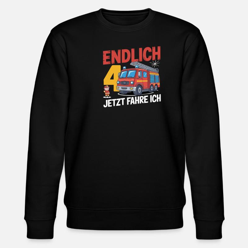 Finally 4 Now I Drive a Fire Engine - Stanley/Stella CHANGER Unisex Organic Sweatshirt - black