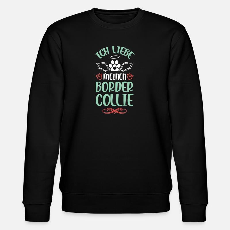 Ich liebe Border Collie - Stanley/Stella Unisex Bio-Sweatshirt CHANGER  - Schwarz
