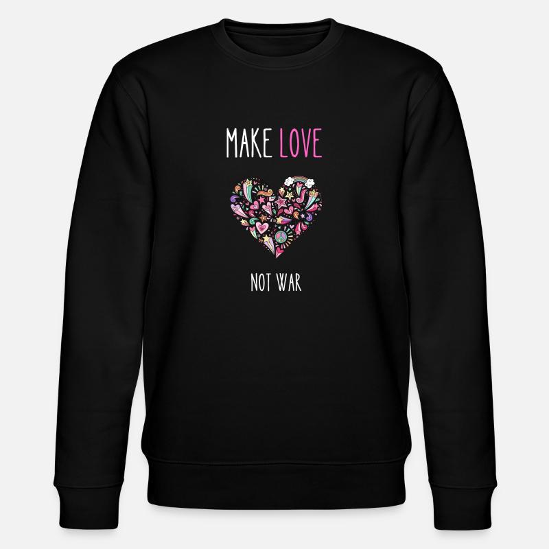 Make Love statt Krieg - Stanley/Stella Unisex Bio-Sweatshirt CHANGER  - Schwarz