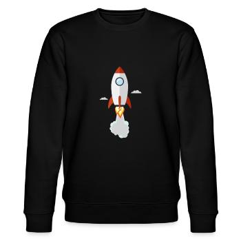 Spaceship to the moon - Stanley/Stella CHANGER Unisex Organic Sweatshirt - black - Front - Nik (191cm) & Marisol (170cm)