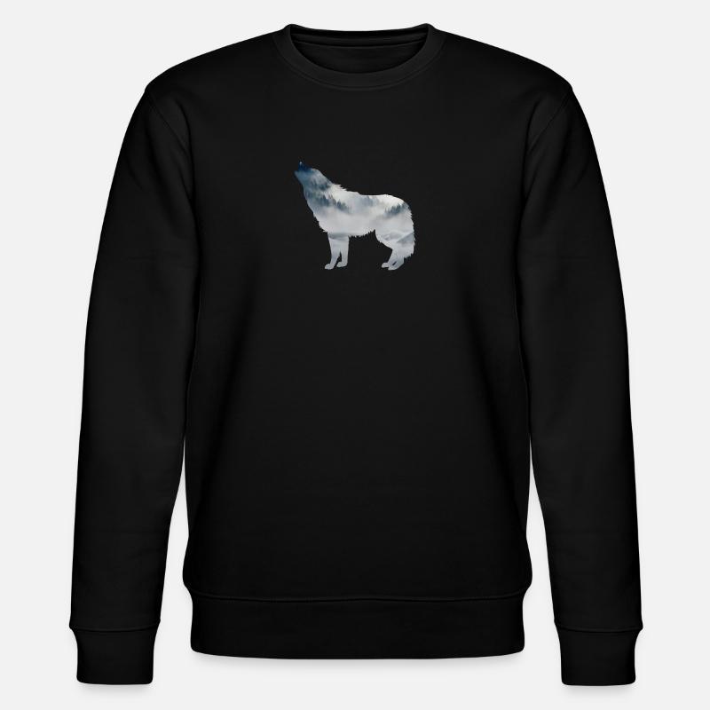 Wolf Silhouette - Stanley/Stella Unisex Bio-Sweatshirt CHANGER  - Schwarz
