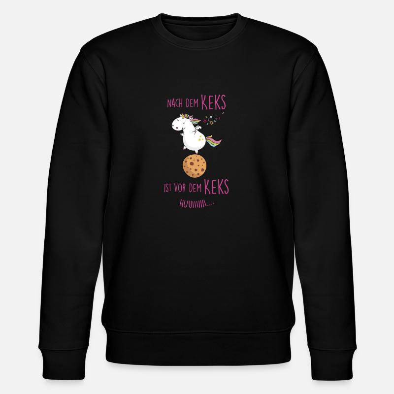 Nach dem Keks Einhorn - Stanley/Stella Unisex Bio-Sweatshirt CHANGER - Schwarz