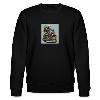 Skeleton Bones & Flowers Biker - Stanley/Stella CHANGER Unisex Organic Sweatshirt - black - Front - Nik (191cm) & Marisol (170cm)