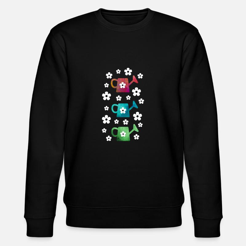 Gießkanne mit Blumen - Stanley/Stella Unisex Bio-Sweatshirt CHANGER  - Schwarz