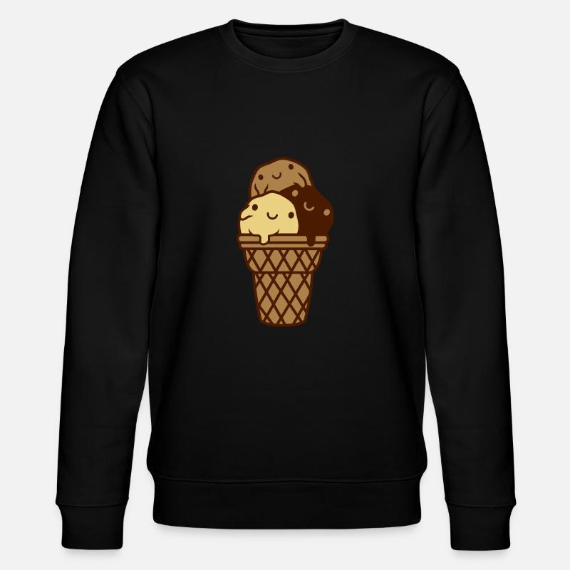 Süße 3 Eiskugeln Waffel - Stanley/Stella Unisex Bio-Sweatshirt CHANGER  - Schwarz