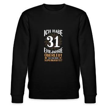Ehe Lindenhochzeit 31 Jahre Verheiratet Hochzeitst - Stanley/Stella Unisex Bio-Sweatshirt CHANGER  - Schwarz - Vorne - Nik (191cm) & Marisol (170cm)