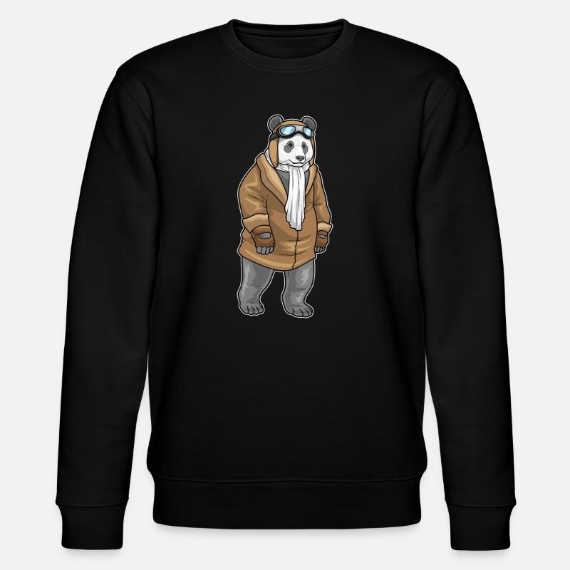 Panda Pilot Pilotenmütze - Stanley/Stella Unisex Bio-Sweatshirt CHANGER  - Schwarz