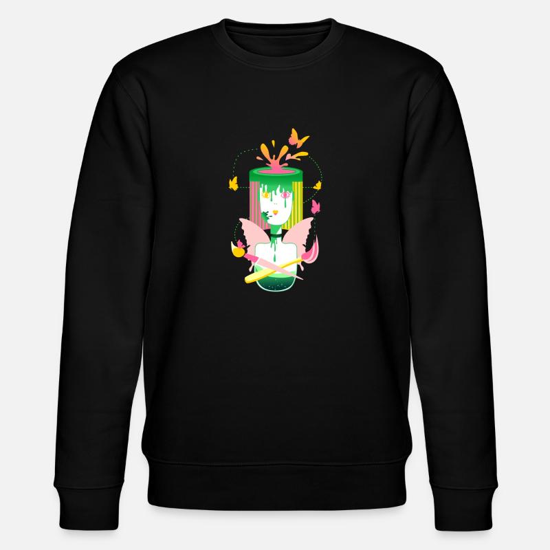 Kunstmädchen-Schmetterling - Stanley/Stella Unisex Bio-Sweatshirt CHANGER  - Schwarz